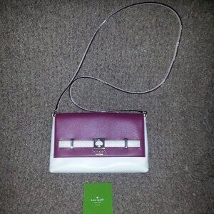 KATE SPADE-Loula-Houston Street-Crossbody-Leather-Plum & Cream-NEW WITH TAGS